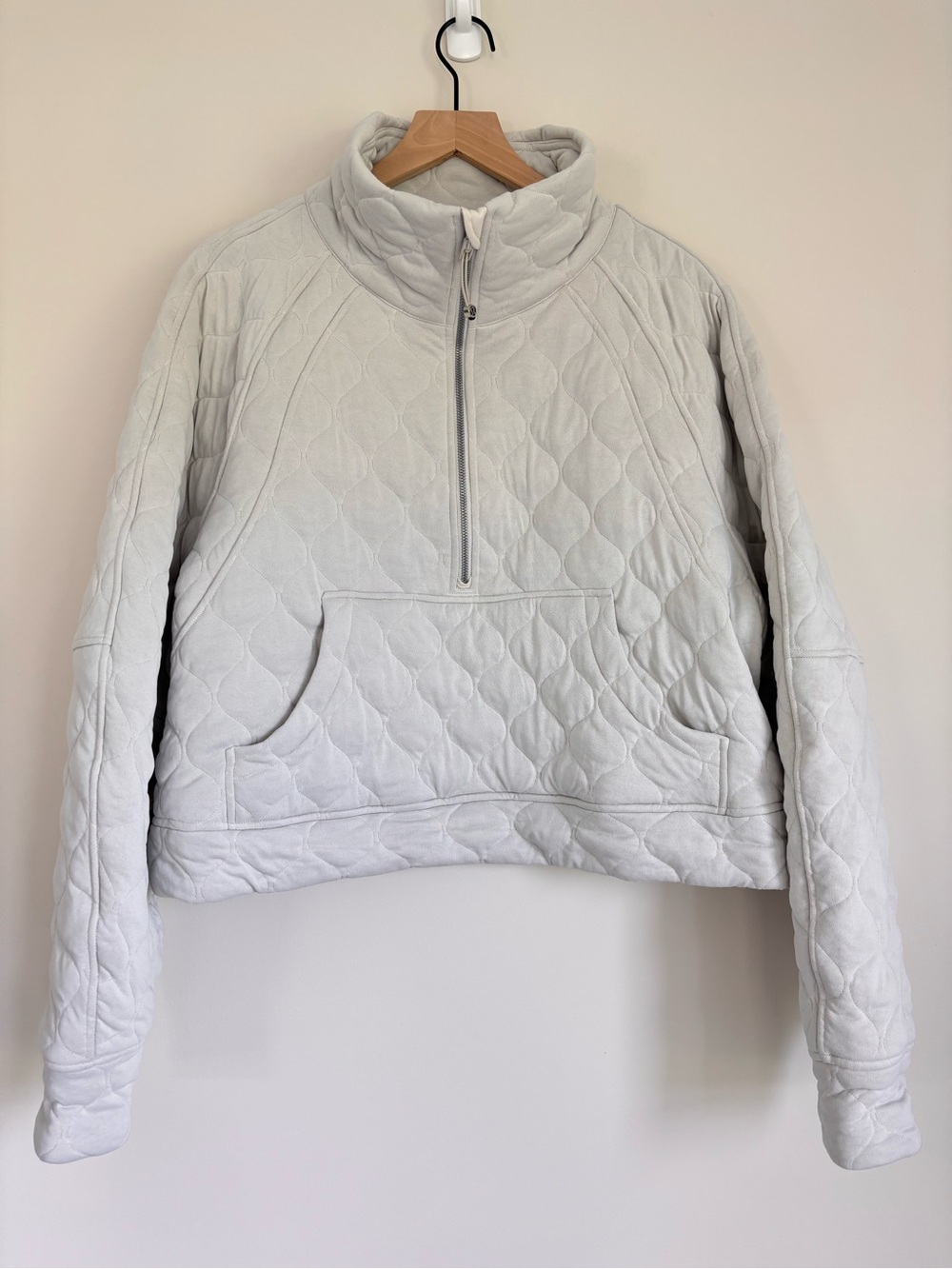 Lululemon Scuba Oversized Quilted Half Zip Jacket in Bone XL/XXL